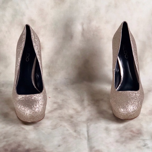 aldo silver sparkly heels